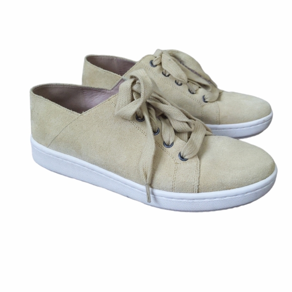 Eileen Fisher Pale Yellow Low Top Suede Sneakers - Picture 1 of 8